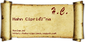 Hahn Cipriána névjegykártya